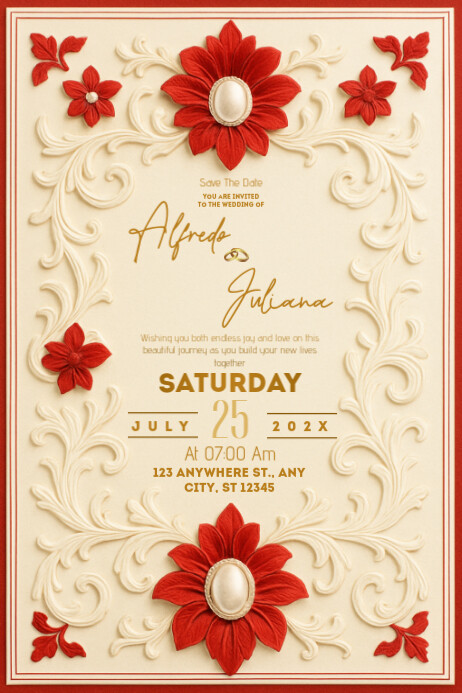 Floral Wedding Card | Wedding Card Invitation | Wedding Card Poster Poster Plakat template